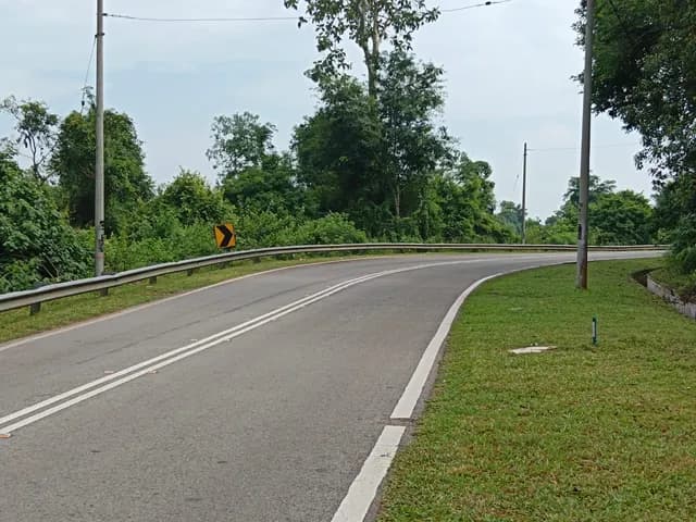 Chevron delineators on Jalan Bukit Tunggal.
