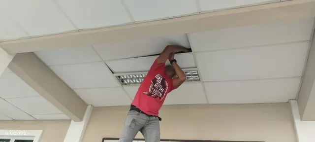 Ceiling-light work at PAPN.