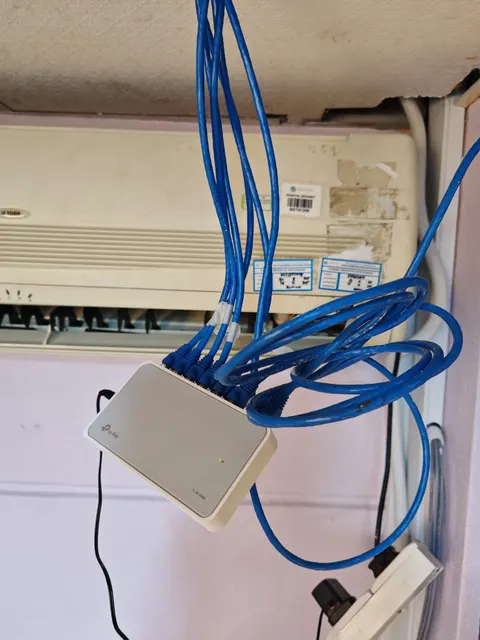 Network cabling in the pharmacy workspace.