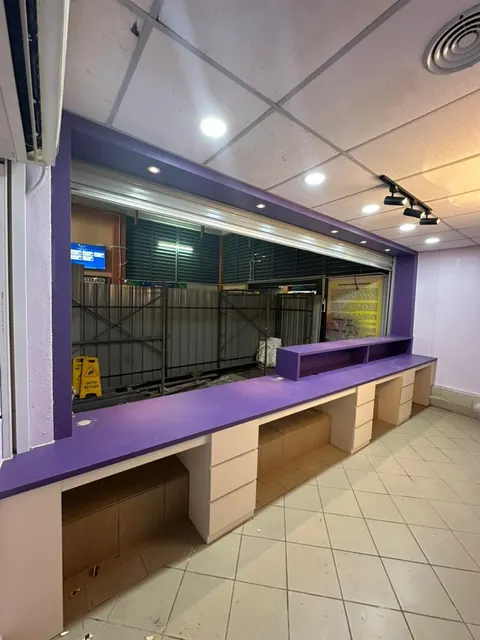 Pharmacy counter and shutter.