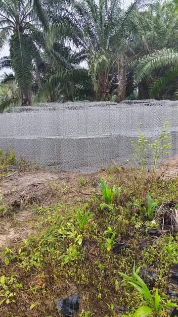 Retaining structure beside the riverbank.