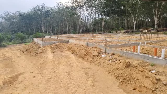 Filled ground and foundations after the recorded work item.